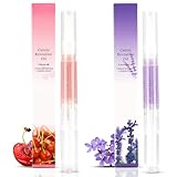 2 Stück Nagelhautölstifte für die Nagelpflege, Nagelhautrevitalisierungsölstift mit weicher Bürste, Nagelhautöl zur Verhinderung von Nagelrissen und Trockenheit (Kirsch und Lavendel Geschmack)