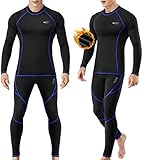 Thermounterwäsche Herren, Funktionsunterwäsche Skiunterwäsche Winter Thermowäsche Set Warm Weich Funktionswäsche atmungsaktiv Thermo Unterwäsche Thermounterhemd Thermounterhose für Männer Große XL