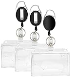 3 Stück Ausweishalter mit einziehbarem Schlüssel, Schlüsselanhänger-Set, Ausweishalter mit Clip, Schlüsselanhänger ausziehbar, Karabiner und Gürtelclip zur Befestigung.
