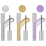 DecorDwell 3 Farben Glitter Mascara, Glitzer Wimperntusche Silber/Gold/Lila Schimmer Glitter Mascara, Wimperntusche zur Verlängerung Volumen, Wasserfeste Funkelnde Augen Make-up für Party Hochzeit