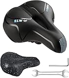 YOUNGDO Fahrradsattel, Gel Fahrradsitz, breiter, weicher, komfortabel atmungsaktiv stoßdämpfend, Ergonomisch Fahrrad Sattel mit wasserdichte Abdeckung (Blau)