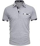 GLESTORE Poloshirt Herren Kurzarm Golf Polohemd Poloshirts Männer Polos T Shirt Polohemden Hellgrau XXL