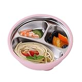 Tyinerc Babyteller mit Fächern – Teller mit Saugnäpfen aus Silikon | rutschfeste Lebensmittelschale für Krippe Camping Picknick Transport praktisch