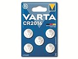 VARTA Batterien Knopfzellen CR2016, 5 Stück, Power on Demand, Lithium Coin, 3V, kindersichere Verpackung, für elektronische Kleingeräte - Autoschlüssel, Fernbedienungen, Waagen