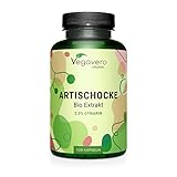 Bio Artischocken Kapseln Hochdosiert | 40.000 mg Pulver äquivalent (20:1) | 2,5% Cynarin | Rohstoff aus Frankreich | Laborgeprüft | Ohne Zusatzstoffe | Deutsche Produktion Vegavero®