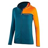 Black Crevice Damen Second Layer mit Kapuze in petrol/orange I Größe 38 I Leichte Waffeljacke aus 100% Polyester I Atmungsaktiv & schnelltrocknend I Ideal für Outdoor-Aktivitäten