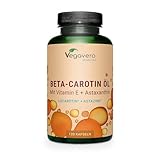 Beta Carotin Bräunungskapseln | mit Astaxanthin + Vitamin E | Premium Rohstoffe: Lucarotin® + AstaZine® | Keine Gelatine | Laborgeprüft | Ohne Zusätze | Deutsche Produktion Vegavero®