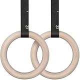 LIFERUN Turnringe Ringe Turnen Gymnastikringe, Olympische Gymnastik Rings mit Griffband, Verstellbaren Buckle Straps und Markierungen, Ringe Training für Full Body Workout (Wooden - 28 mm)