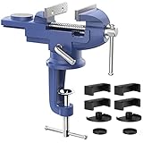Housolution 360° Drehbar Schraubstock mit Amboss und Achse, 3 Zoll 75 mm Spannweite Tischschraubstock Fixieren Feststehend von Werkstück für Werkbank Ingenieur Werkbank - Blau