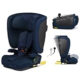 Kinderkraft FIX2GO i-size Kindersitz 76-150 cm mit Isofix base, bis zu ca. 12 Jahren, Sicherheitssystemen, Premium Polsterung, Reclining, Dunkelblau