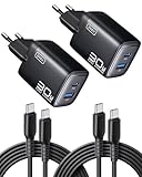 INIU 30W USB C Ladegerät 2-Pack, [USBC + USBA] Schnellladegerät mit Kabel, GaN PD Mehrfach Netzteil, USB C Charger für iPhone 17 16 Pro Max, iPad Pro, MacBook Air, Galaxy S25 S24 S23 Ultra, Google etc