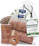 Mottenschutz aus Zedernholz | Testsieger | 60 Mottenringe | Premium Bio Zedernholzringe für Kleiderbügel ideal als Mottenfalle Mottenschutz Mottenabwehr gegen Kleider-Motten f. Kleider Kleiderschrank