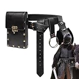 Gürteltasche für Renaissance, Bananentasche aus Leder | Motorrad Retro Halloween Steampunk – Crossbody-Taschen für Oberschenkel und Beine, Punk-Stil für Damen, Schwarz