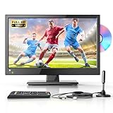 DESOBRY 16 Zoll Kleiner Fernseher mit DVD Player integriert, 1080P mini tv unterstützung Antenne HDMI AV USB Eingang, 12v tv für Camping/Wohnmobile/Wohnwagen/Campervan