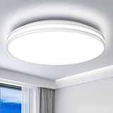 Airand Badezimmer Lampe 20W, Deckenlampe Led Deckenleuchte Rund 5000K Tageslicht weiß, Flimmerfreie Badleuchte IP44 Wasserdicht Badlampe Decke 1800LM für Badezimmer Küche Balkon Flur Schlafzimmer Bür
