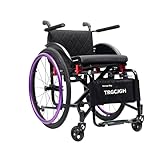 TRGCJGH Faltbarer Rollstuhl, Rollstuhl für den Sport für Behinderte, Feste Armlehnen und klappbare Fußstützen, Leichter Rollstühle (14.9' Seat Width,Purple)