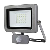 REV Außenlampe mit Bewegungsmelder FLARE - Wandlampe IP44, LED Lampe 10W, 900 Lumen, 6500K, Erfassungswinkel 120° auf 9m, silber