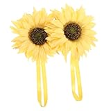 BAZEITFLOW 2 Stück Magnetische Vorhang Raffhalter mit Dekorativem Sonnenblumen Design Einfache Handhabung Vielseitig für Wohnzimmer Schlafzimmer Küche und Büro Stilvolle Gardinenhalter ohne