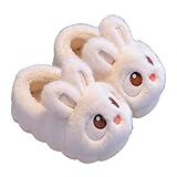 Winter-Hausschuhe für Kinder, Jungen, Mädchen, rutschfeste Indoor-Schuhe, große Kinder, Erwachsene, Baumwolle, Kleinkinder, Schlafzimmer-Schuh, weiß, 38/38.5 EU