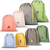 Coolzon 8 Stück wasserdichte Beutel Kordelzug, Aufbewahrungstaschen Turnbeutel Kinder Kleidung Schuhbeutel Strand Schwimmen Hause Reise Gym Organizer Beutel Seil Rucksäcke 8 Muster 3 Größen