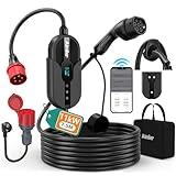 AIMILER Wallbox 11kW mit App, Mobile Ladestation 3 phasig 400V (8-16A Einstellbar) 7.5m Typ 2 Ladekabel Auto,IP65 Portabel/Wandmontage für Elektroauto (Model Y/3, ID.3/4/5, MG4,Zoe und andere PHEV/EV)