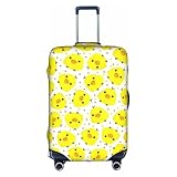Gelbe Schutzhülle für Trolley-Koffer, Motiv: Hühner, hohe Elastizität, Stoff, Weiss/opulenter Garten, X-Large