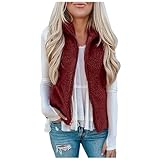 Weste Damen Teddy Fleece Herbst Warm Ärmellos Westen Pelzjacke & Leicht Casual Einfarbig Damenweste Herbstmantel
