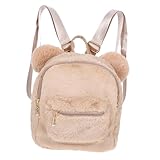 VERDANVERSE 1Stück Bärenohren Rucksack für Damen Modischer Flauschiger Rucksack mit Mittlerer Kapazität für Reisen Camping Einkaufen Kuschelig Vielseitig Einsetzbar
