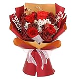 Zanfqvo Blumenstrauß Versenden - Ewige Rose Geschenke für Frauen Rosen - Konservierte Blumenstrauß für Geburtstagsgeschenk, Valentinstag, Muttertag, Weihnachten, Hochzeitstag (Rot)