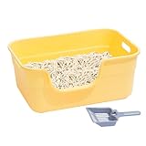 Katzensandkasten – Katzen-Box mit Siebtablett | Offene Katzentoilette, extra große Badewanne, Katzentoilette, spritzwassergeschützt, tragbares Haustierbecken, Toilette mit hoher Seite für Kaninchen