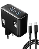 INIU 100W USB C Ladegerät, GaN 3-Ports Schnellladegerät mit USB C Kabel, PD 3.0 Mehrfach Netzteil für MacBook iPad Pro Air, iPhone 16 15 14 Pro Max Plus, Galaxy S24 S23 Ultra, Steam Deck, Google usw
