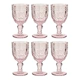 BUTLERS Weingläser 6er Set 230ml Vintage Kelchgläser -VICTORIAN- Wassergläser mit Fuß | Retro Gläser mit Prägung & spülmaschinenfest | für Rotwein, Wasser, Cocktails