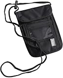 BNREOZA 1 x Brustbeutel mit Datenschutz, diebstahlsichere Unisex-Reisegeldbörse, wasserdichte schwarze Handytasche, Reisepass-Halsbeutel für Jungen, Kreditkarten, Smartphone (schwarz)
