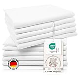 ZOLLNER 10er Set Musselin Spucktücher in 70x70 cm aus Baumwolle - hautfreundliche Mulltücher - besonders weich und extrem saugstark - waschbar bis 95°C - in weiß