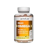 Activlab Omega-3-Gummibärchen mit DHA, EPA, Vitamin D3 und B12 – ohne Zucker – 60 Gummibärchen – Zitronen-Limetten-Geschmack – unterstützt Gehirn, Herz und Nervensystem