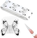 100 St Nagel Schablonen, Selbstklebende Butterfly Schwarz, Nagelschablonen Modellier-Schablone selbstklebend für Gel-Nägel, Nagelverlängerung Modellier-Schablone Selbstklebend für Nailart