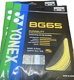 Yonex Unisex – Erwachsene BG65 Badmintonsaitenset 10m Tennis-Saite, One Size