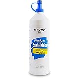 Meyco weißer Bastelkleber 500 g - trocknet transparent - ohne Lösungsmittel - für Textil, Holz, Filz, Papier - Universalkleber mit Dosierspitze