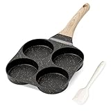 RIOVARM Antihaft Omelette Pfanne, Induktion Eierpfanne, Granit Beschichtung Kleine Bratpfanne ohne PFOA, Rund 4-Loch Eierpochierpfanne für das Frühstück,Pfannkuchen-Pfanne, Camping Pfanne