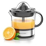 Arendo - elektrische Saftpresse 700 ml - Zitruspresse Orangenpresse Entsafter - 2 Presskegel – Klarsichtbehälter – BPA-frei – automatischer Rechts-Links-Lauf - anpassbare Siebgröße – Aromadeckel