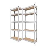 BAUSOKOL Metallregal 180x70x30 cm - 2 STK. Verzinkt – 5 MDF Böden – Tragkraft 875kg – Lagerregal, Werkstattregal, Kellerregal, Schwerlastregal