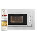 Exquisit Einbaumikrowelle EMW10-020 inox | 800 W Leistung | Kinderleichte Bedienung | Einfacher Einbau | Timer | Drehteller 27cm | Mikrowelle 60 cm | Einbaugerät | Edelstahl