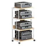 Medienständer Komponenten-Rack-Medienaufbewahrungsschrank, Video-Rack-Ständer, Design-4-stufiger AV-Medienständer-Eckregal, Stereoschrank mit Riemenscheibe, Entertainment-Stereokomponenten