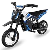 RCB TECH R9X Elektro Motorrad Kinder, Elektromotorrad mit Leistungsstarker Motor, 3 Geschwindigkeitsmodus, Max 25km/h，Reichweite 15KM, 12 Zoll Luftreifen, Moto Crossbike Kinder ab 6-12Jahren