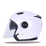 Motorradhelm, Doppellinse, offenes Gesicht, mit Anti-Beschlag-Linse, Unisex, ABS-Material, EPS-Pufferschicht, verstellbare Belüftungsöffnung, abnehmbares Innenfutter, DOT-Zertifizierung, weiß, xl