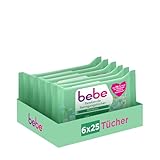bebe Belebende Reinigungstücher gründlich reinigende Abschminktücher mit Jojobaöl & Mizellentechnologie für Mischhaut,6 x 25