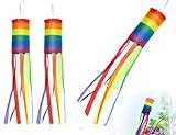 AOYEGIC 2 PCS Regenbogen Windsack,Windfahne Flagge,Streifen Wind Socken Banner,Freien hängendes Dekoration,für Außenbereich Wand Baum Front Patio Rasen Garten Dekor(100 cm)