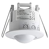 SEBSON® Bewegungsmelder Innen, Unterputz, HF Sensor LED geeignet, Decken Montage programmierbar, Bewegungssensor 2-16m/ 360°,3-Draht