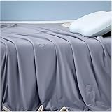 Kühldecke für Nachtschweiß – atmungsaktive Eiskühlende Baumwolldecke, leicht, doppelseitig, Kaltwurf für heiße Schläfer (Graublau, 200 x 230 cm)