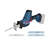 Bosch Professional 18V System Akku Säbelsäge GSA 18 V-LI C (Compact Version inkl. 1x Säbelsägeblatt S 922 AF, 3x Säbelsägeblatt, ohne Akku/ Ladegerät)